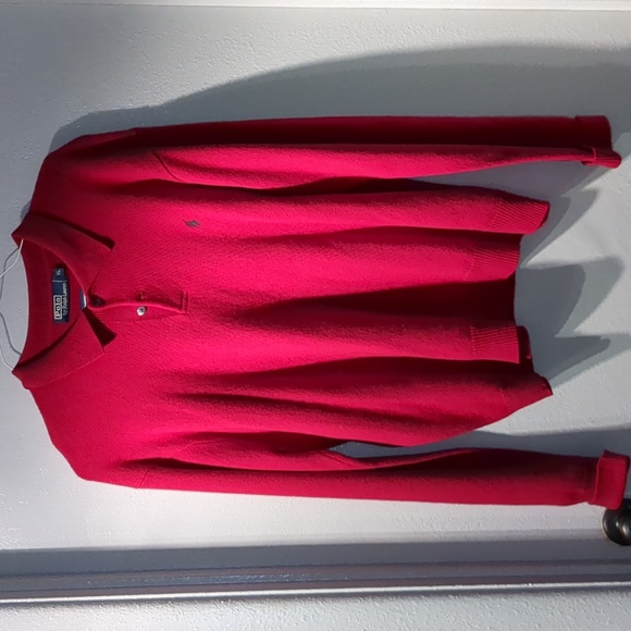 Vintage Vintage Polo Ralph Lauren Lambswool Sweater Polo XL Red - Picture 2 of 6